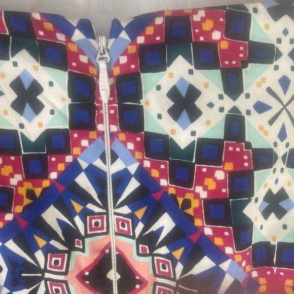 French Connection Electric Blue Mosaic Print Sheath Dress Sz 8 - Picture 4 of 8